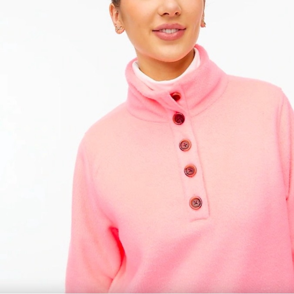 J. Crew NEON Pink Cowl Neck XL fleece pullover.